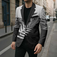 New Zealand Silver Fern Blazer Maori Koru Mixed Taniko Pattern LT9 - Polynesian Pride