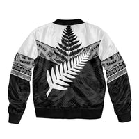 New Zealand Silver Fern Bomber Jacket Maori Koru Mixed Taniko Pattern LT9 - Polynesian Pride