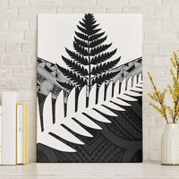 New Zealand Silver Fern Canvas Wall Art Maori Koru Mixed Taniko Pattern LT9 Without Frame White - Polynesian Pride