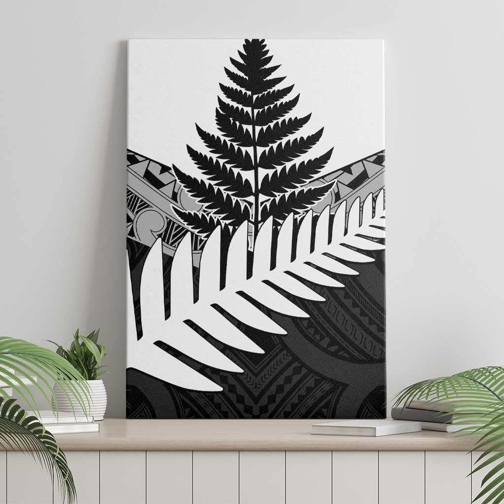 New Zealand Silver Fern Canvas Wall Art Maori Koru Mixed Taniko Pattern LT9 - Polynesian Pride