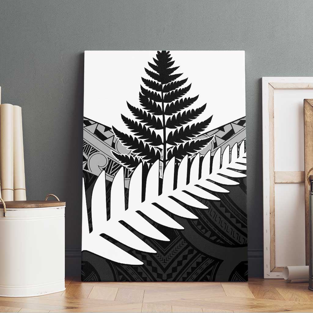 New Zealand Silver Fern Canvas Wall Art Maori Koru Mixed Taniko Pattern LT9 - Polynesian Pride