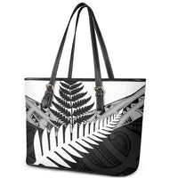 New Zealand Silver Fern Leather Tote Bag Maori Koru Mixed Taniko Pattern LT9 - Polynesian Pride