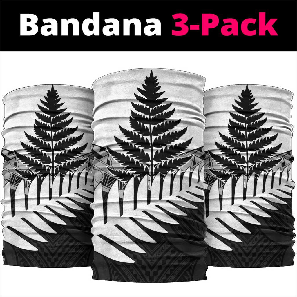 New Zealand Silver Fern Neck Gaiter Maori Koru Mixed Taniko Pattern LT9 package One Size: 25*50cm White - Polynesian Pride