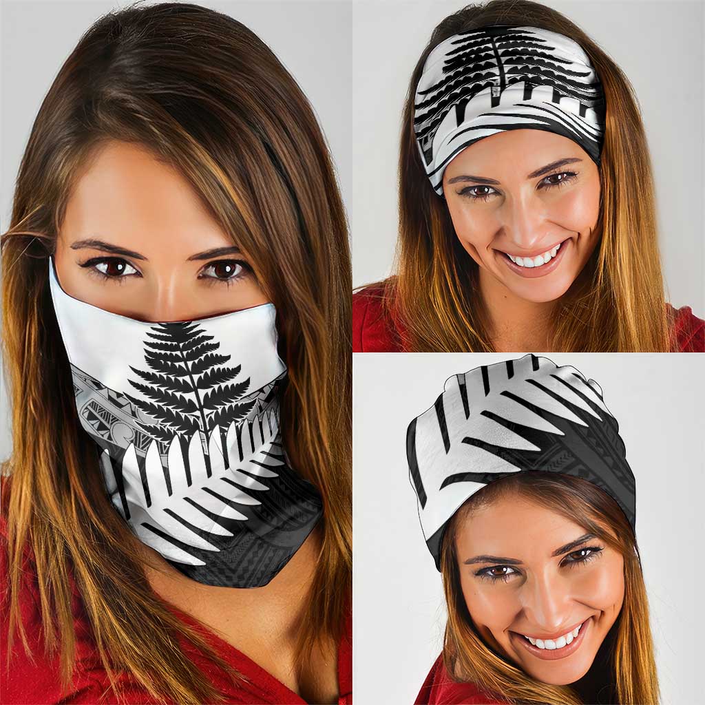 New Zealand Silver Fern Neck Gaiter Maori Koru Mixed Taniko Pattern LT9 - Polynesian Pride
