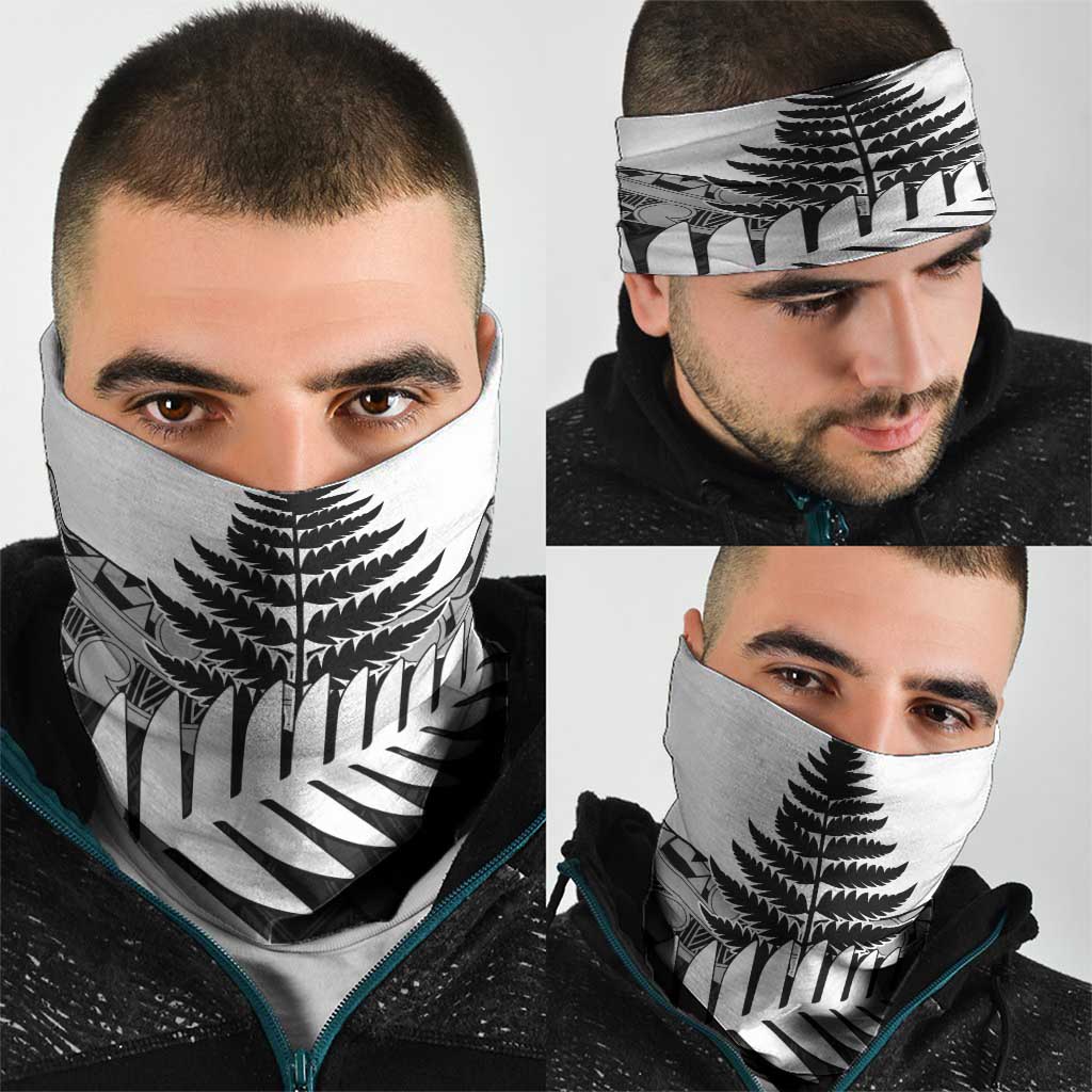 New Zealand Silver Fern Neck Gaiter Maori Koru Mixed Taniko Pattern LT9 - Polynesian Pride