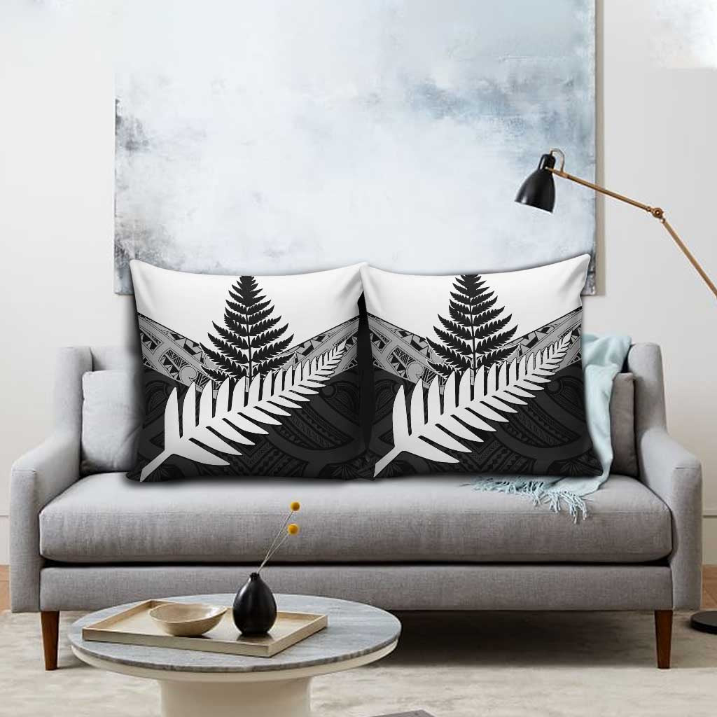 New Zealand Silver Fern Pillow Cover Maori Koru Mixed Taniko Pattern LT9 - Polynesian Pride