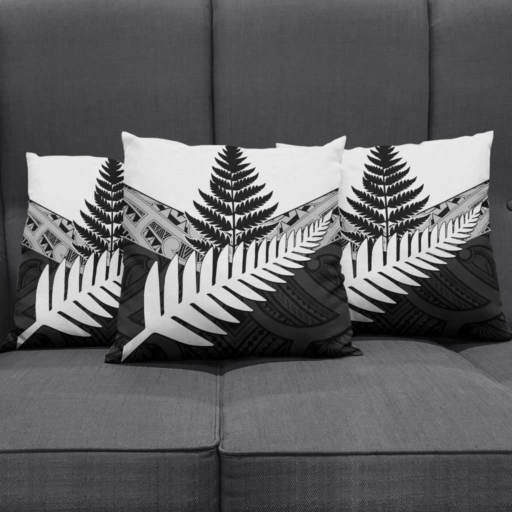 New Zealand Silver Fern Pillow Cover Maori Koru Mixed Taniko Pattern LT9 - Polynesian Pride