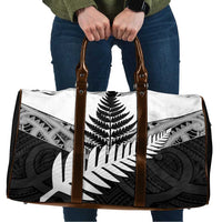 New Zealand Silver Fern Travel Bag Maori Koru Mixed Taniko Pattern LT9 White - Polynesian Pride