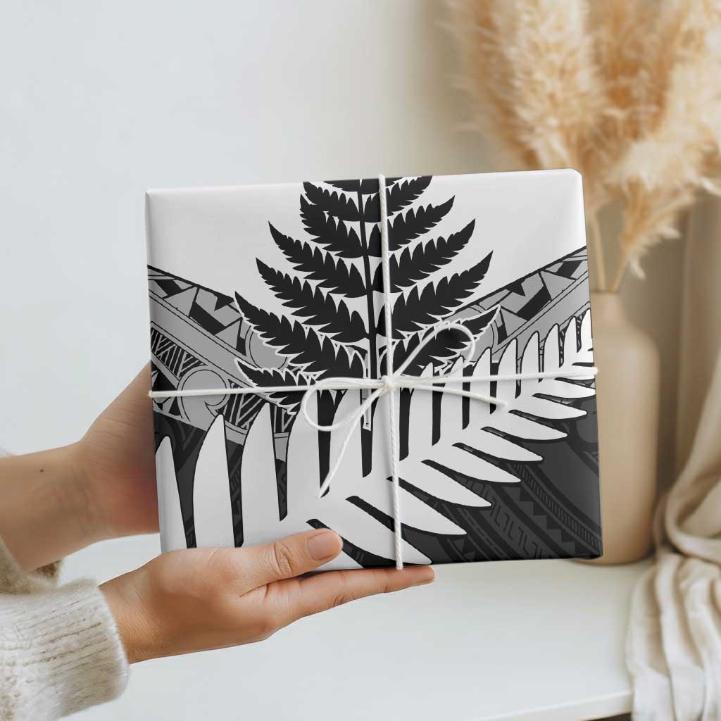 New Zealand Silver Fern Wrapping Paper Maori Koru Mixed Taniko Pattern LT9 - Polynesian Pride
