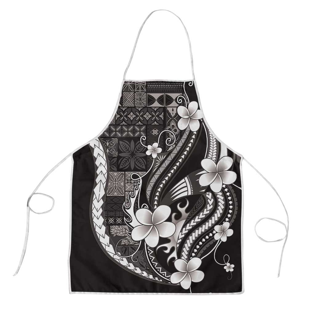 Samoa Siapo Tribal Pattern Apron Black Polynesian Plumeria Tapa Motif LT9 Black - Polynesian Pride