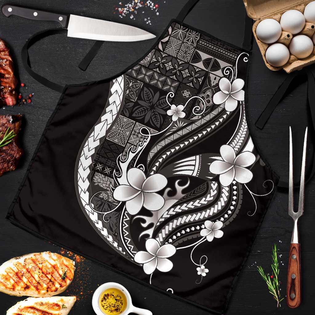 Samoa Siapo Tribal Pattern Apron Black Polynesian Plumeria Tapa Motif LT9 Black - Polynesian Pride