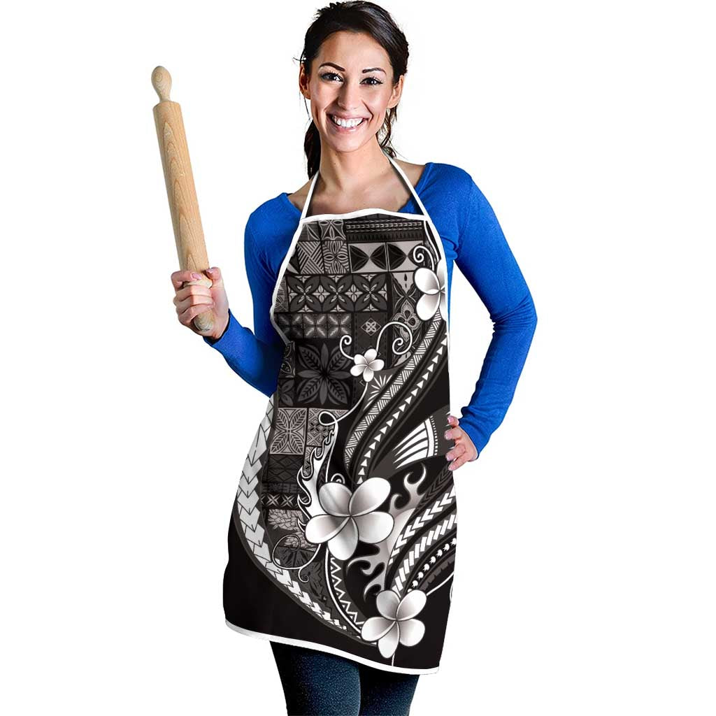 Samoa Siapo Tribal Pattern Apron Black Polynesian Plumeria Tapa Motif LT9 - Polynesian Pride