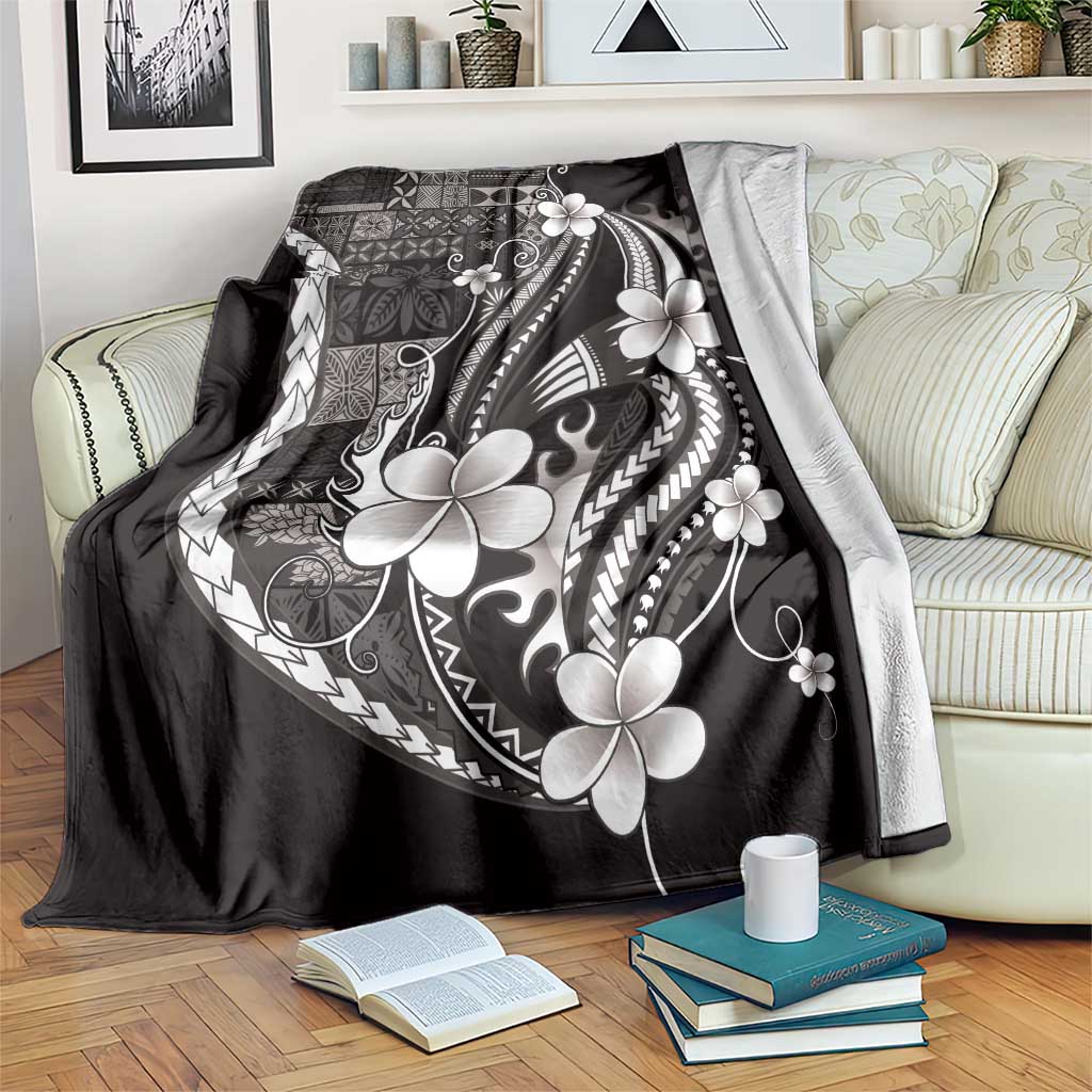 Samoa Siapo Tribal Pattern Blanket Black Polynesian Plumeria Tapa Motif LT9 Black - Polynesian Pride