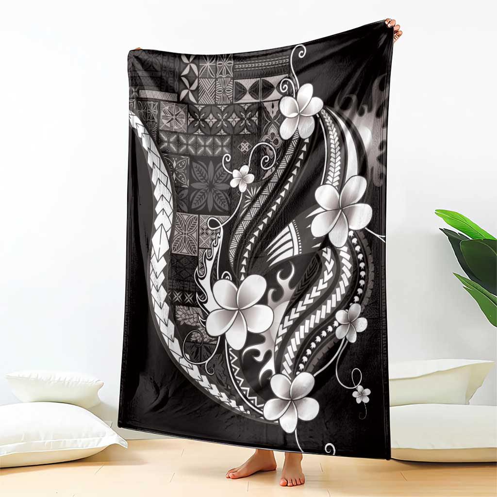 Samoa Siapo Tribal Pattern Blanket Black Polynesian Plumeria Tapa Motif LT9 - Polynesian Pride