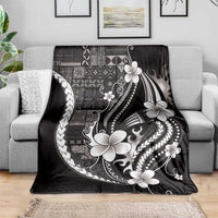 Samoa Siapo Tribal Pattern Blanket Black Polynesian Plumeria Tapa Motif LT9 - Polynesian Pride