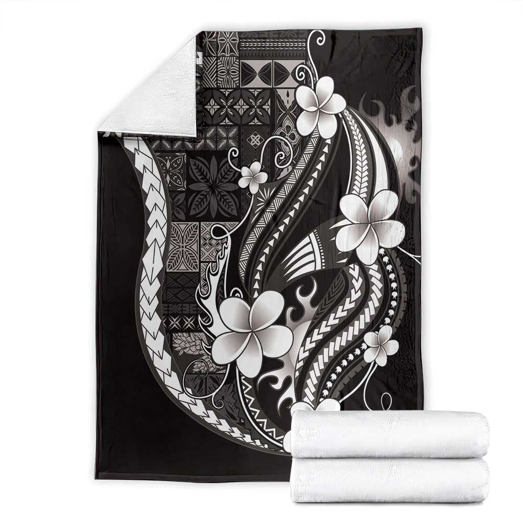 Samoa Siapo Tribal Pattern Blanket Black Polynesian Plumeria Tapa Motif LT9 - Polynesian Pride