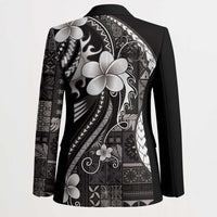 Samoa Siapo Tribal Pattern Blazer Black Polynesian Plumeria Tapa Motif LT9 - Polynesian Pride