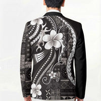 Samoa Siapo Tribal Pattern Blazer Black Polynesian Plumeria Tapa Motif LT9 - Polynesian Pride