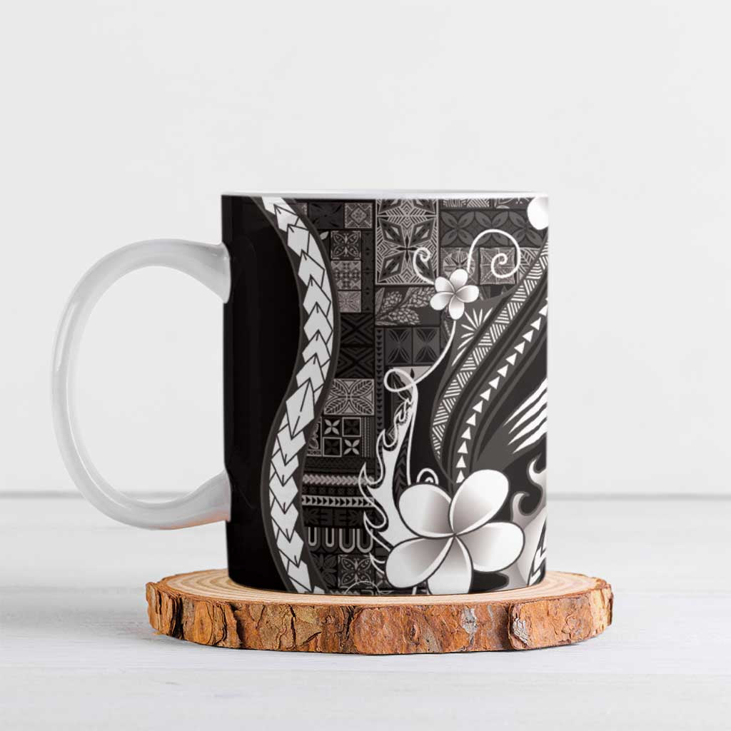 Samoa Siapo Tribal Pattern Ceramic Mug Black Polynesian Plumeria Tapa Motif LT9 Black - Polynesian Pride