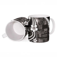 Samoa Siapo Tribal Pattern Ceramic Mug Black Polynesian Plumeria Tapa Motif LT9 - Polynesian Pride