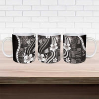 Samoa Siapo Tribal Pattern Ceramic Mug Black Polynesian Plumeria Tapa Motif LT9 - Polynesian Pride