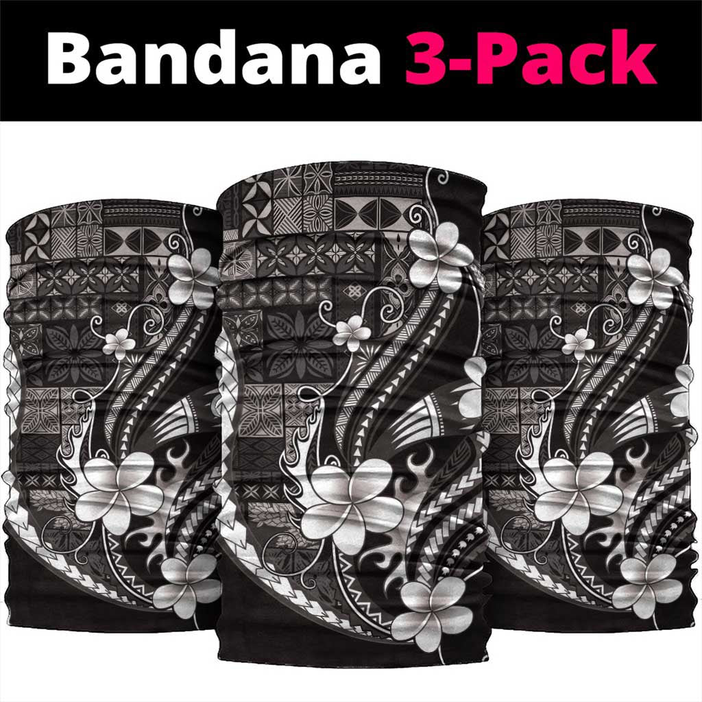 Samoa Siapo Tribal Pattern Neck Gaiter Black Polynesian Plumeria Tapa Motif LT9 package One Size: 25*50cm Black - Polynesian Pride
