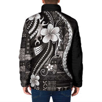 Samoa Siapo Tribal Pattern Padded Jacket Black Polynesian Plumeria Tapa Motif LT9 - Polynesian Pride