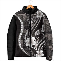 Samoa Siapo Tribal Pattern Padded Jacket Black Polynesian Plumeria Tapa Motif LT9 - Polynesian Pride