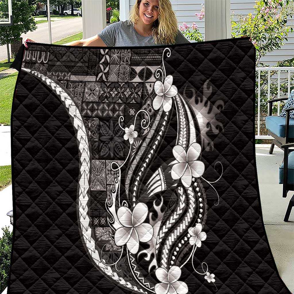 Samoa Siapo Tribal Pattern Quilt Black Polynesian Plumeria Tapa Motif LT9 Black - Polynesian Pride