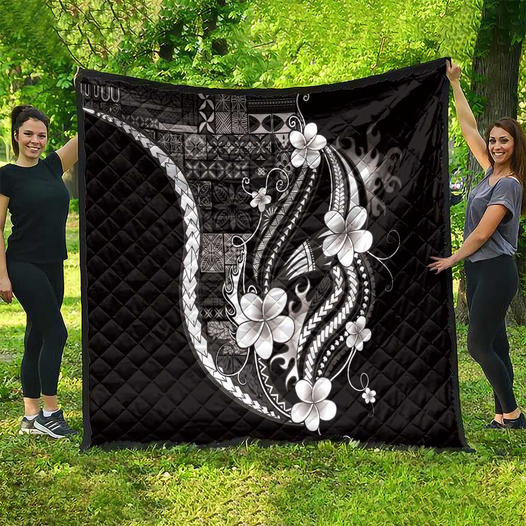 Samoa Siapo Tribal Pattern Quilt Black Polynesian Plumeria Tapa Motif LT9 - Polynesian Pride