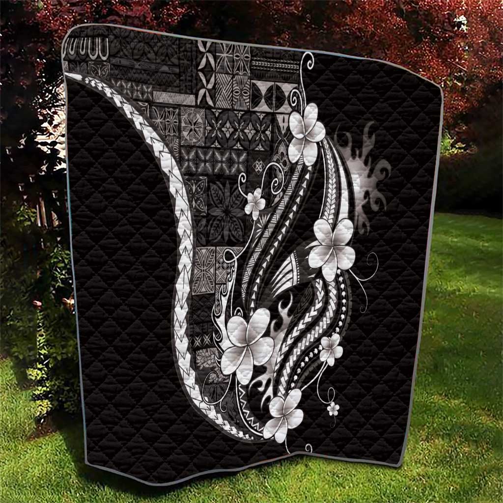 Samoa Siapo Tribal Pattern Quilt Black Polynesian Plumeria Tapa Motif LT9 - Polynesian Pride