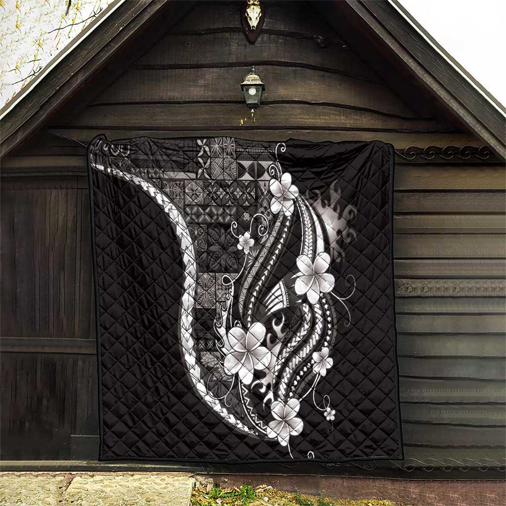 Samoa Siapo Tribal Pattern Quilt Black Polynesian Plumeria Tapa Motif LT9 - Polynesian Pride