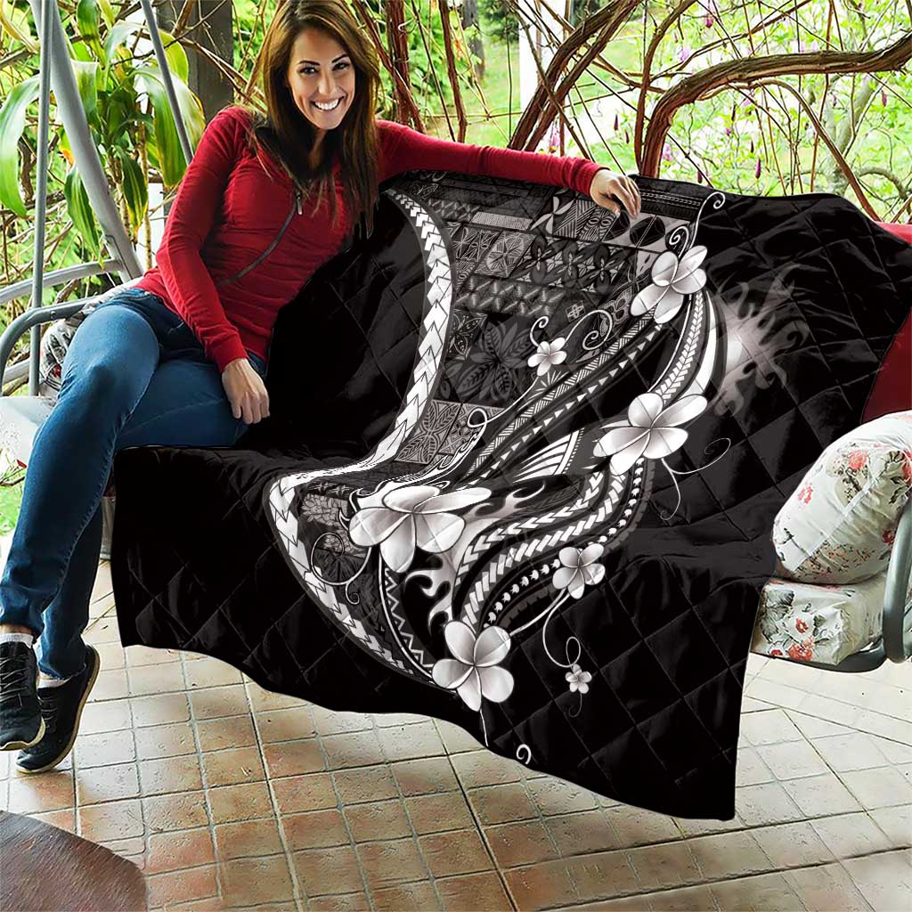 Samoa Siapo Tribal Pattern Quilt Black Polynesian Plumeria Tapa Motif LT9 - Polynesian Pride