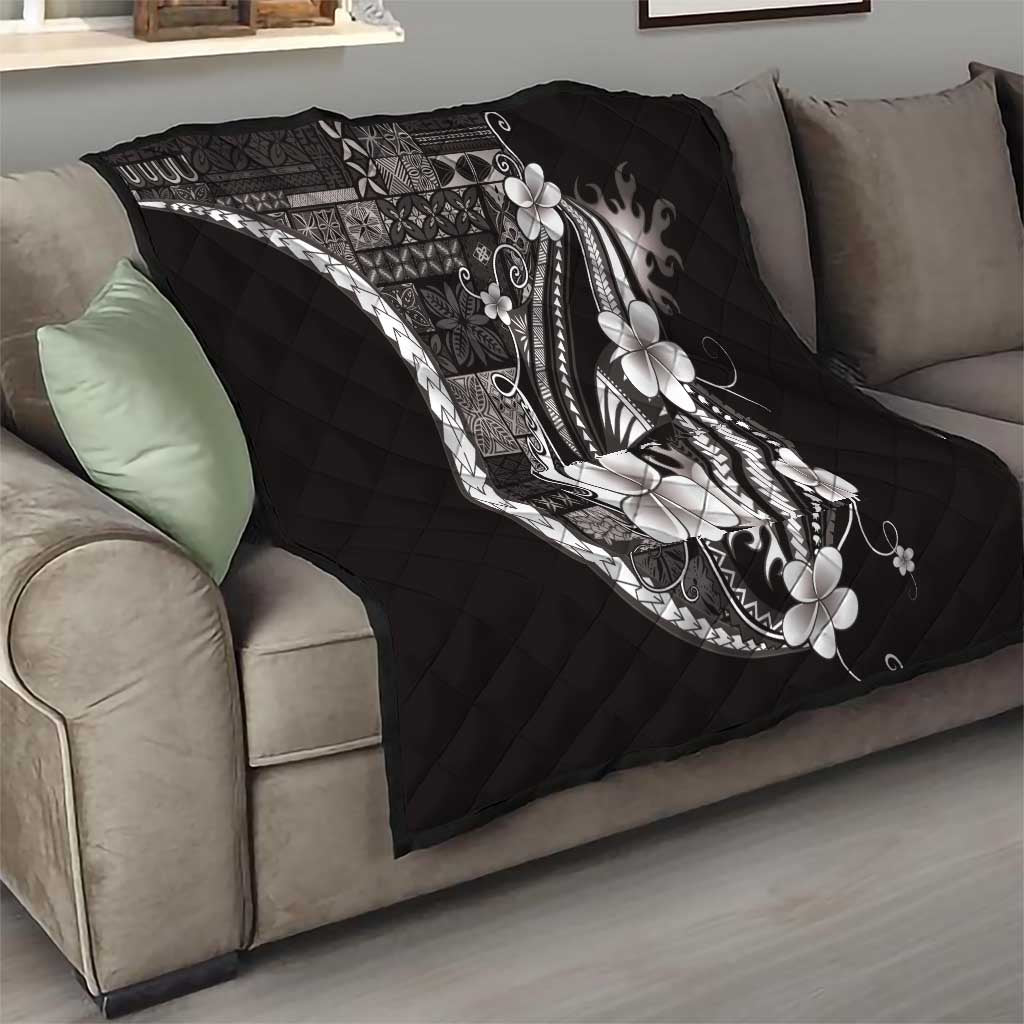 Samoa Siapo Tribal Pattern Quilt Black Polynesian Plumeria Tapa Motif LT9 - Polynesian Pride