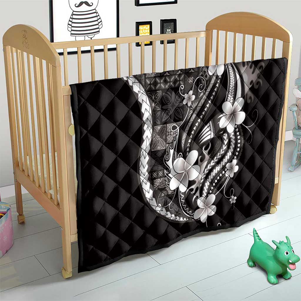 Samoa Siapo Tribal Pattern Quilt Black Polynesian Plumeria Tapa Motif LT9 - Polynesian Pride