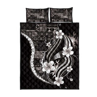 Samoa Siapo Tribal Pattern Quilt Bed Set Black Polynesian Plumeria Tapa Motif LT9 - Polynesian Pride