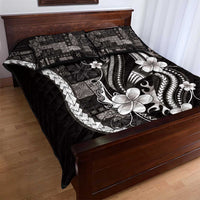 Samoa Siapo Tribal Pattern Quilt Bed Set Black Polynesian Plumeria Tapa Motif LT9 - Polynesian Pride