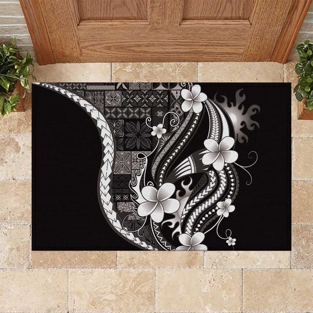 Samoa Siapo Tribal Pattern Rubber Doormat Black Polynesian Plumeria Tapa Motif LT9 Black - Polynesian Pride