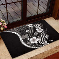 Samoa Siapo Tribal Pattern Rubber Doormat Black Polynesian Plumeria Tapa Motif LT9 - Polynesian Pride