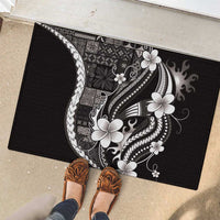 Samoa Siapo Tribal Pattern Rubber Doormat Black Polynesian Plumeria Tapa Motif LT9 - Polynesian Pride