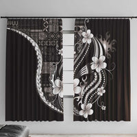 Samoa Siapo Tribal Pattern Window Curtain Black Polynesian Plumeria Tapa Motif LT9 With Hooks Black - Polynesian Pride