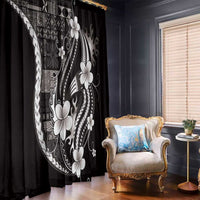 Samoa Siapo Tribal Pattern Window Curtain Black Polynesian Plumeria Tapa Motif LT9 - Polynesian Pride