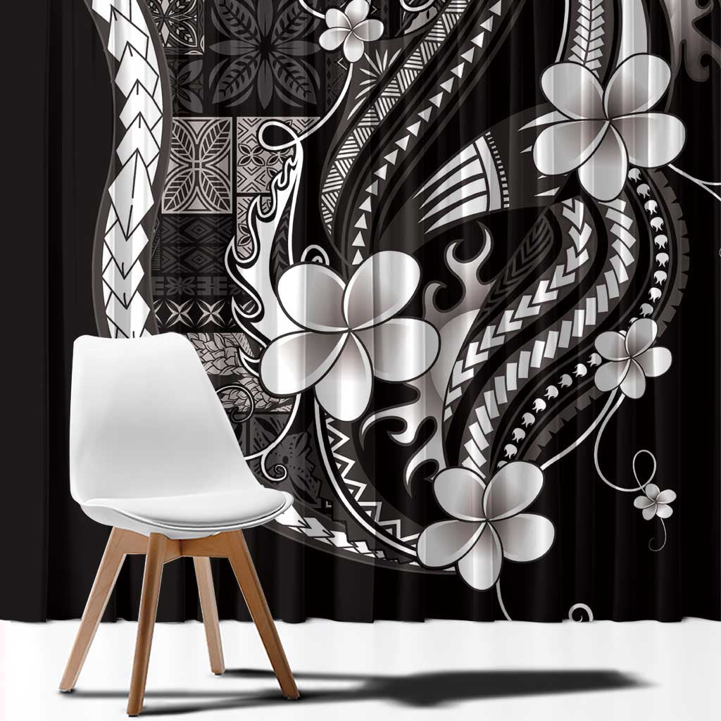 Samoa Siapo Tribal Pattern Window Curtain Black Polynesian Plumeria Tapa Motif LT9 - Polynesian Pride