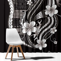 Samoa Siapo Tribal Pattern Window Curtain Black Polynesian Plumeria Tapa Motif LT9 - Polynesian Pride