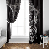 Samoa Siapo Tribal Pattern Window Curtain Black Polynesian Plumeria Tapa Motif LT9 - Polynesian Pride