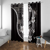 Samoa Siapo Tribal Pattern Window Curtain Black Polynesian Plumeria Tapa Motif LT9 With Grommets Black - Polynesian Pride