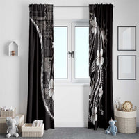 Samoa Siapo Tribal Pattern Window Curtain Black Polynesian Plumeria Tapa Motif LT9 - Polynesian Pride