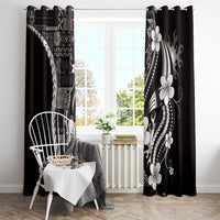Samoa Siapo Tribal Pattern Window Curtain Black Polynesian Plumeria Tapa Motif LT9 - Polynesian Pride