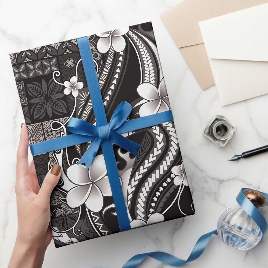 Samoa Siapo Tribal Pattern Wrapping Paper Black Polynesian Plumeria Tapa Motif LT9 - Polynesian Pride