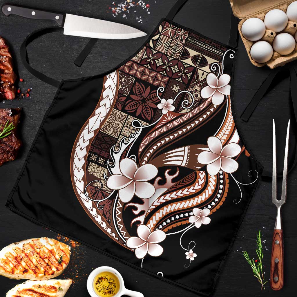 Samoa Siapo Tribal Pattern Apron Brown Polynesian Plumeria Tapa Motif LT9 Brown - Polynesian Pride